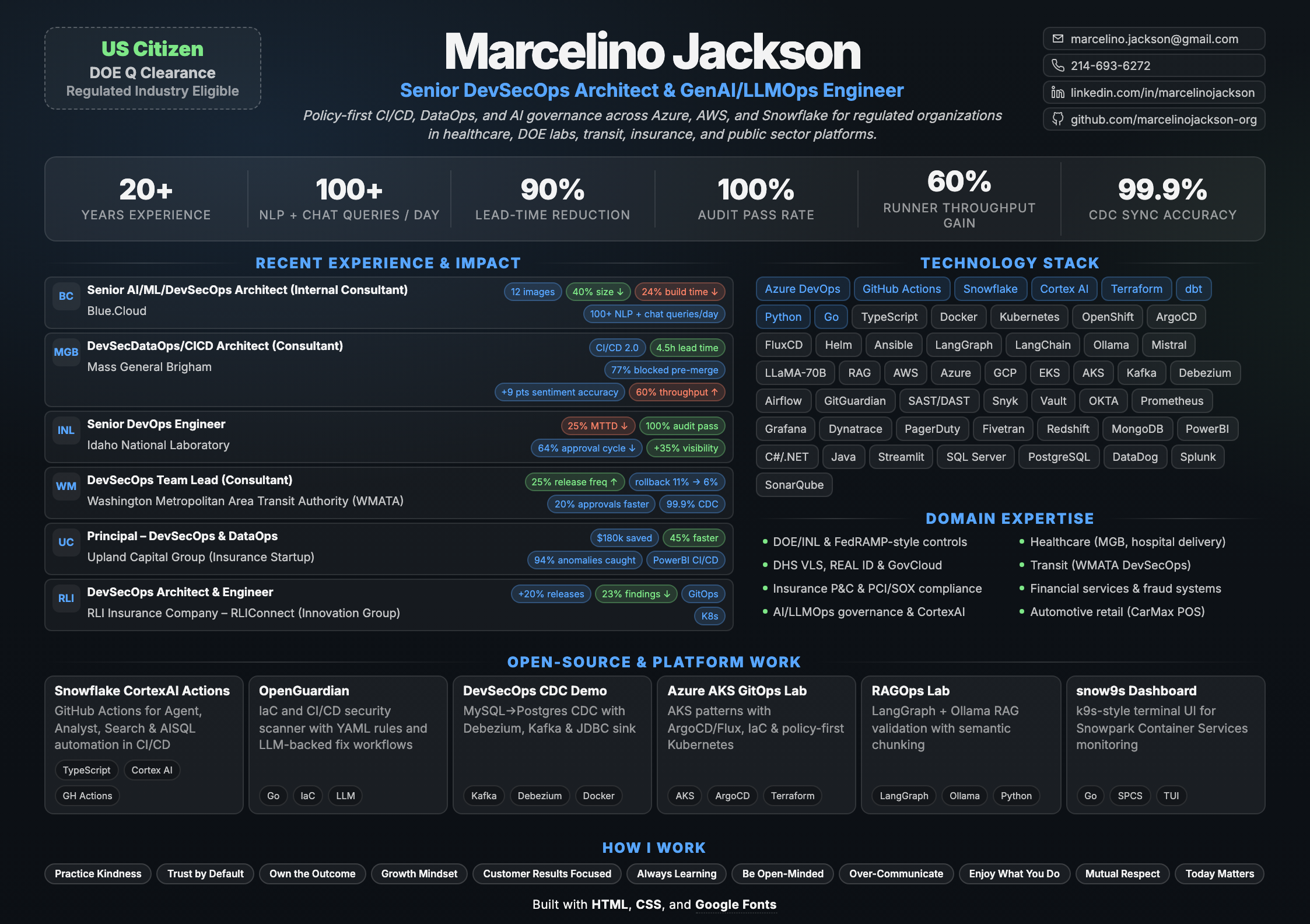 Marcelino Jackson infographic resume